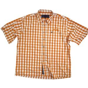 Phat Farm Y2K Button Shirt Cotton Orange Plaid Street Skater Hip Hop 2XL XXL